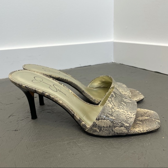 ⛔️SOLD⛔️Jessica Simpson Leather Reptile Square Toe Sandals - Picture 2 of 11